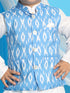 Boy's' Aqua Nehru Jacket With White Cotton Kurta Pyjama Set