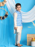 Boy's' Aqua Nehru Jacket With Cream Kurta Pyjama Set