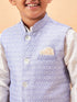 Boy's Lavender Woven Jacket With Cream Kurta And Pyjama Set