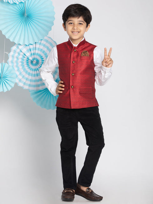 Boy's Maroon Nehru Jacket