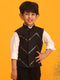 Boy's' Black Mirror Work Ethnic Jacket