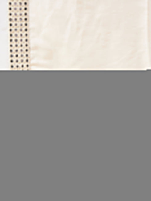 Boy's Cream Mirror Work Jacket And Pleated Kurta Pyjama Set With Ethnic Dupatta