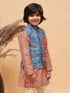 Boy's Blue Printed Nehru Jacket