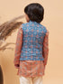 Boy's Blue Printed Nehru Jacket
