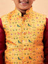 Boy's Yellow Ethnic Printed Jacket