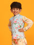 Boy's Aqua Blue Floral Printed Nehru Jacket