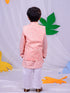 Boy's' Peach And White Jacket, Kurta And Pyjama Set