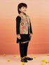 Boy's' Black Jacket,Kurta And Pyjama Set.