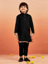 Boy's' Black Jacket,Kurta And Pyjama Set.