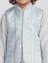 Boy's' Aqua Jacket,Kurta And Pyjama Set.