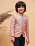 Boy's Pink Silk Blend Woven Jodhpuri
