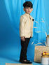 Boy's Cream Woven Silk Blend Jodhpuri