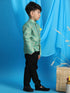 Boy's Green Woven Design Jodhpuri