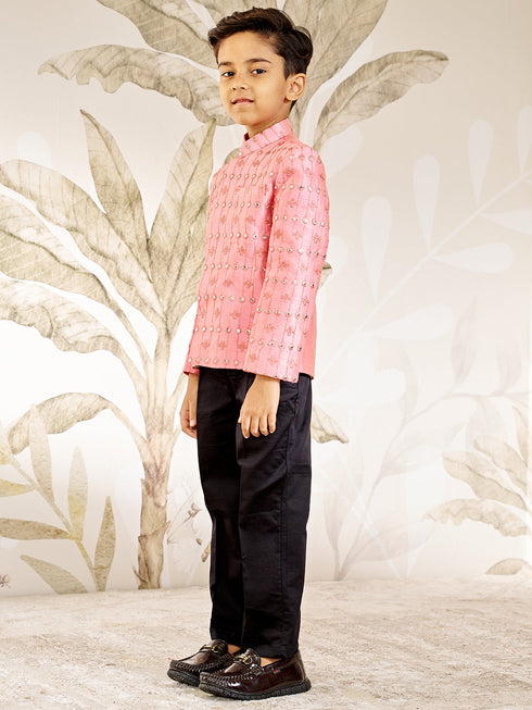 Boy's Pink Silk Blend Jodhpuri