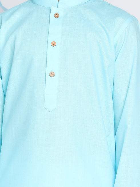 Boy's Aqua Blue Kurta And Dhoti Set