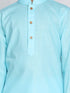 Boys Aqua And White Kurta Pyjama Set