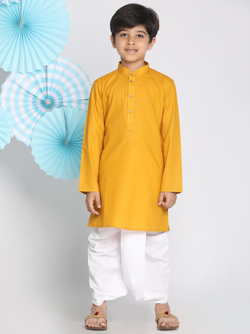 Boy's Mustard Kurta And Dhoti Set