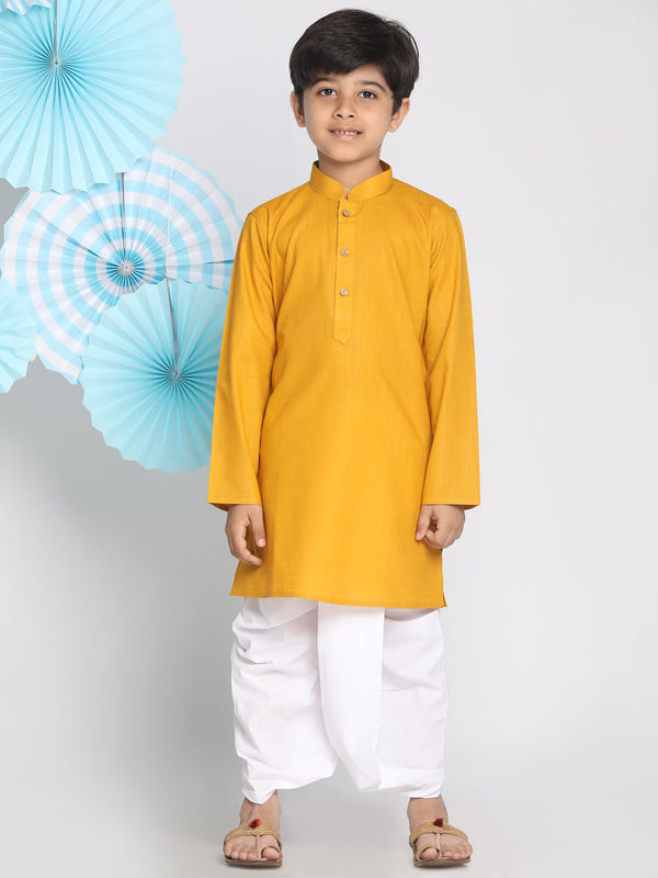 Boy's Mustard Kurta And Dhoti Set
