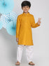 VASTRAMAY Boys Mustard And White Kurta Pyjama Set