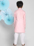 VASTRAMAY Boys Pink And White Kurta Pyjama Set