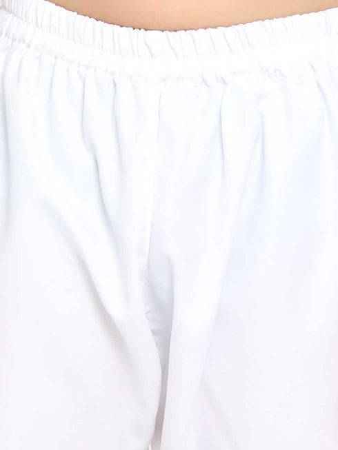 VASTRAMAY Boys Pink And White Kurta Pyjama Set