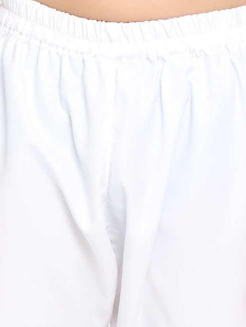 Boys Purple And White Kurta Pyjama Set