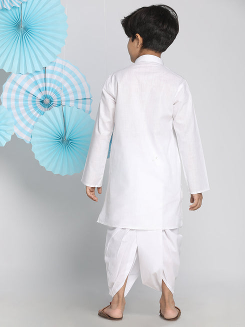 Boy's' White Kurta And Dhoti Set