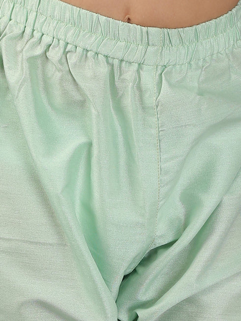 Boy's' Mint Green Viscose Kurta And Pyjama Set