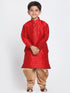 Boys' Maroon Cotton Silk Blend Kurta and Dhoti Pant Set
