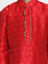 Boys' Maroon Cotton Silk Blend Kurta and Dhoti Pant Set