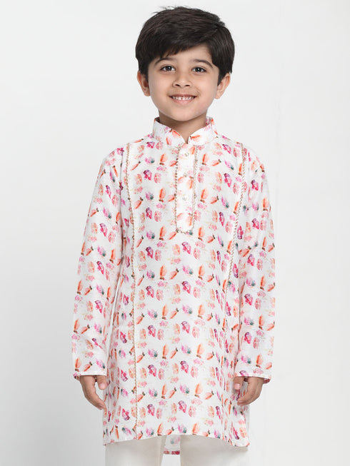 Boy's Multi-Coloured Printed Embellished Kurta