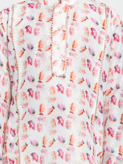 Boy's Multi-Coloured Printed Embellished Kurta