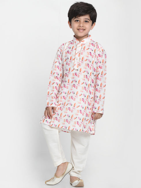 Boy's Multi-Coloured Printed Embellished Kurta
