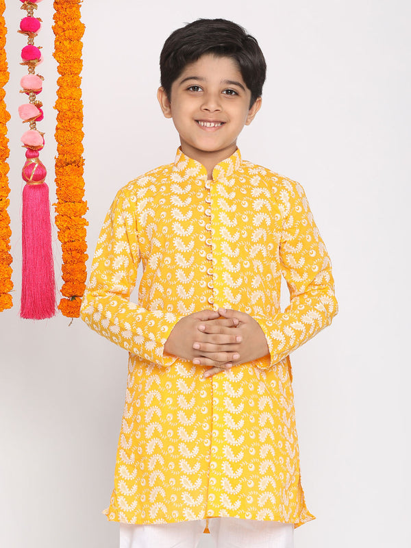 Boy's Orange Pure Cotton Kurta