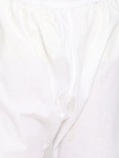 Boy's Orange And White Kurta Pyjama Set