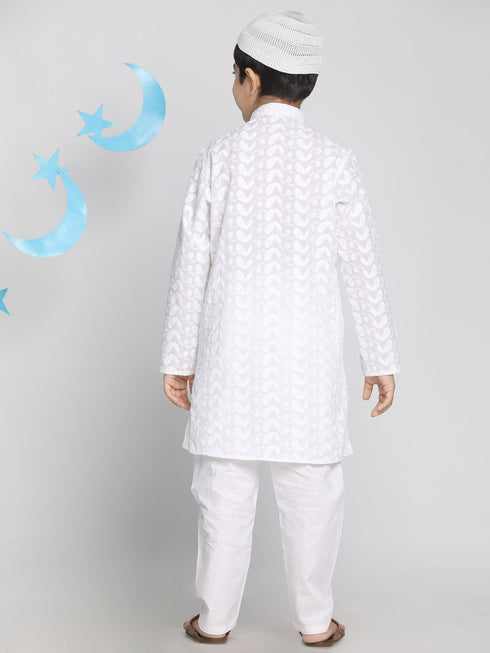 VASTRAMAY Boys White Kurta Pyjama Set