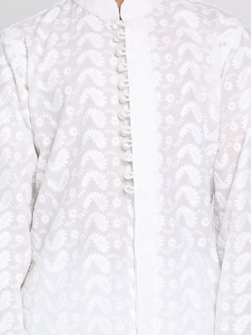 VASTRAMAY Boys White Kurta Pyjama Set