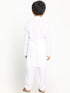 Boy's White Embroidered Kurta With Pyjama Set