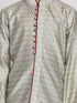 Boy's' Grey And Maroon Jacquard Kurta Pyjama Set