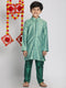 Boy's' Green Jacquard Kurta Pyjama Set