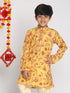 Boy's' Multicolor-Base-Mustard Kurta