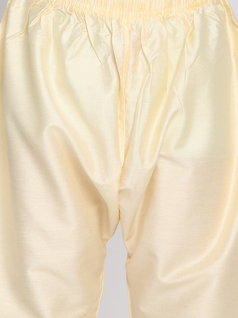 Boy's' Multicolor-Base-Mustard And Cream Kurta Pyjama Set