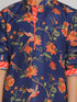 Boy's' Multicolor-Base-Navy Blue Kurta With Leheriya Border