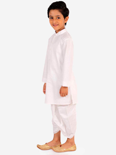 Boy's White Kurta And Dhoti Set