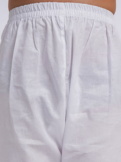 Men's White Cotton Kurta And Pyjama Set