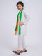 Boy's White Cotton Kurta And Pyjama And Dupatta Set