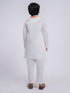 Boy's White Cotton Kurta And Pyjama And Dupatta Set