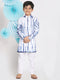 Boy's' Blue And White Kurta Pyjama Set