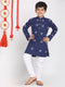 Boy's' Blue And White Kurta Pyjama Set