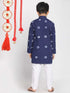 Boy's' Blue And White Kurta Pyjama Set